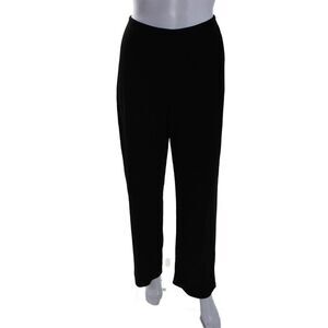 Carmen Marc Valvo Womens Side Zip High Rise Wide Leg Knit Pants Black Size 8